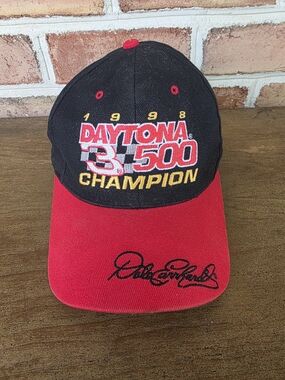 1998 DALE EARNHARDT VINTAGE Daytona 500 Champion Red & Black SNAPBACK Hat